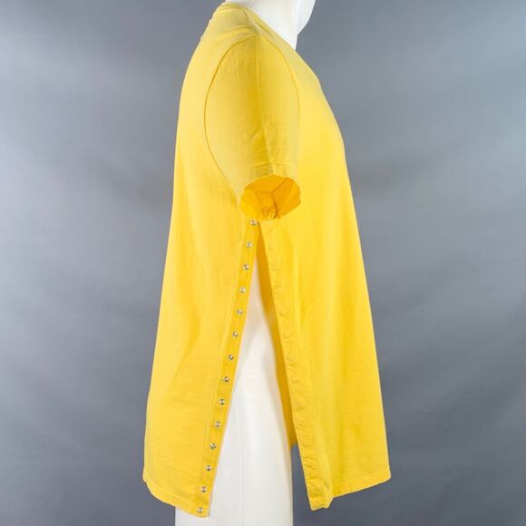 MAISON MARTIN MARGIELA Size M Yellow Cotton Side Snaps Crew Neck T-shirt - Picture 3 of 14